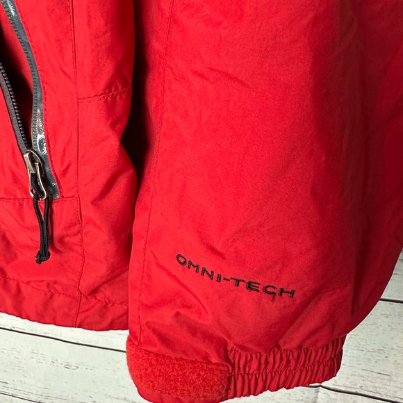 Columbia Jacket Mens M Med Red Black Zip Up Omni Tech Interchange Hooded Logo - Picture 4 of 8